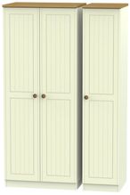 Warwick Cream and Oak 3 Door Triple Wardrobe