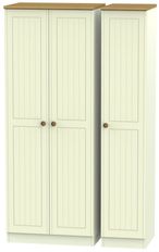 Warwick Cream and Oak 3 Door Tall Triple Wardrobe