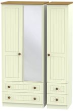 Warwick Cream and Oak 3 Door Combi Wardrobe - 1 Mirror