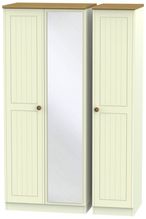 Warwick Cream and Oak 3 Door Triple Wardrobe - 1 Mirror