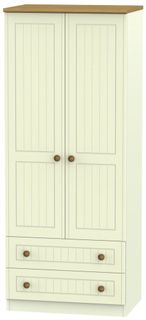 Warwick Cream and Oak 2 Door 2 Drawer Double Wardrobe