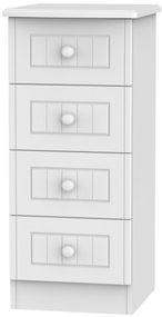 Warwick White 4 Drawer Narrow Chest