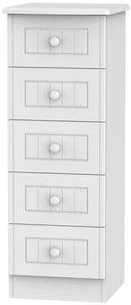 Warwick White 5 Drawer Narrow Chest