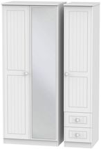 Warwick White 3 Door Combi Wardrobe - 1 Mirror and RHF 2 Drawers