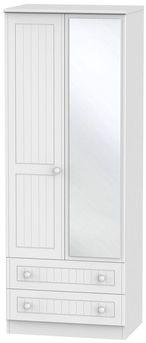 Warwick White 2 Door Tall Combi Wardrobe - 1 Mirror