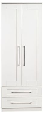 York White 2 Door 2 Drawer Tall Wardrobe