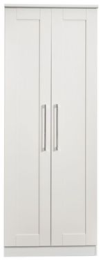 York White 2 Door Plain Tall Wardrobe