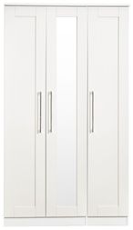 York White 3 Door Tall Triple Wardrobe - 1 Mirror