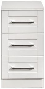 York White 3 Drawer Bedside Cabinet