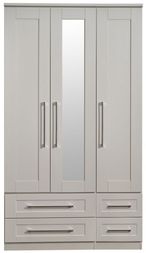 York Cashmere 3 Door Tall Combi Wardrobe - 1 Mirror