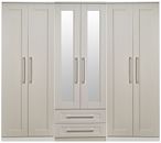 York Cashmere 6 Door Tall Mirror Combi Wardrobe