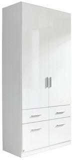 Rauch Celle 91cm White Gloss 2 Door Wardrobe with Drawers
