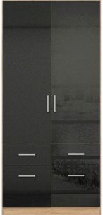 Rauch Celle 91cm 2 Door Black and Oak Wardrobe