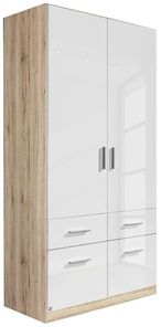 Rauch Celle 91cm Sonoma Oak and White Gloss 2 Door Wardrobe with Drawers