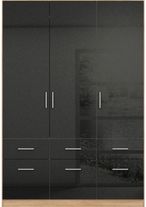 Rauch Celle 136cm 3 Door Black and Oak Wardrobe