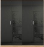 Rauch Celle 181cm 4 Door Black and Oak Wardrobe