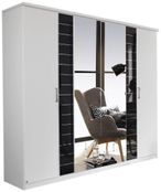 Rauch Terano 271cm White and Basalt 6 Door Mirror Wardrobe with Cornice