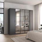 Rauch Acero 181cm 4 Door Mirror Wardrobe - Metallic Grey