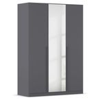 Rauch Alba 136cm 3 Door Mirror Wardrobe - Metallic Grey