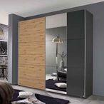 Rauch Aurelio 218cm Metallic Grey and Artisan Oak 2 Door Mirror Sliding Wardrobe