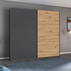 Rauch Aurelio 218cm Metallic Grey and Artisan Oak 2 Door Sliding Wardrobe