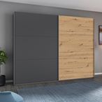 Rauch Aurelio 261cm Metallic Grey and Artisan Oak 2 Door Sliding Wardrobe