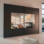 Rauch Barea 226cm 2 Door Mirror Sliding Wardrobe - Metallic Grey and Atlantic Dark Oak