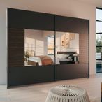 Rauch Barea 271cm 2 Door Mirror Sliding Wardrobe - Metallic Grey and Atlantic Dark Oak
