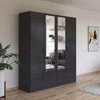 Rauch Bari 181cm 4 Door Combi Wardrobe with Drawers - Metallic Grey