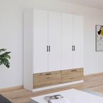 Rauch Bari 181cm 4 Door Wardrobe with Drawers - Alpine White and Artisan Oak