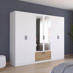Rauch Bari 271cm 6 Door Combi Wardrobe - Alpine White and Artisan Oak