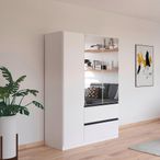 Rauch Costa 136cm 3 Door Combi Wardrobe with Metallic Dark Grey Handle - Alpine White