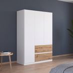Rauch Costa 136cm 3 Door Wardrobe with Drawers - Alpine White and Artisan Oak