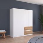 Rauch Costa 181cm 4 Door Wardrobe with Drawers - Alpine White and Artisan Oak
