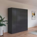 Rauch Costa 181cm 4 Door Wardrobe with Drawers - Metallic Dark Grey