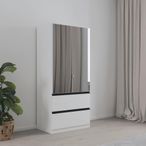 Rauch Costa 91cm 2 Door Combi Wardrobe with Metallic Dark Grey Handle - Alpine White
