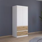 Rauch Costa 91cm 2 Door Wardrobe with Drawers - Alpine White and Artisan Oak