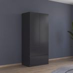 Rauch Costa 91cm 2 Door Wardrobe with Drawers - Metallic Dark Grey