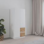 Rauch Costa 91cm 2 Door Wardrobe with LHF Drawers - Alpine White and Artisan Oak
