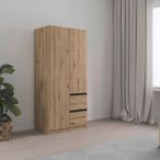Rauch Costa 91cm 2 Door Wardrobe with LHF Drawers - Artisan Oak