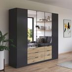 Rauch Davoa 226cm 5 Door Combi Wardrobe - Metallic Dark Grey and Artisan Oak