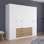 Rauch Davoa 226cm 5 Door Wardrobe - Alpine White and Artisan Oak