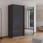 Rauch Elara 181cm 2 Door Combi Sliding Wardrobe - Metallic Dark Grey and Grey Mirror