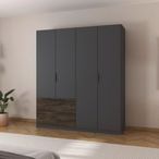 Rauch Koda 181cm 4 Door Wardrobe with RHF Drawers - Metallic Dark Grey