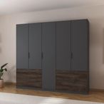 Rauch Koda 226cm 5 Door Wardrobe with Drawers - Metallic Dark Grey
