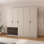 Rauch Koda 226cm 5 Door Wardrobe with RHF Drawers - Champagne