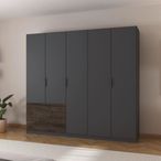Rauch Koda 226cm 5 Door Wardrobe with RHF Drawers - Metallic Dark Grey
