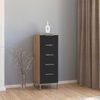 Rauch Flipp 5 Drawer Tall Chest with Metal Base - Artisan Oak and Graphite