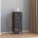 Rauch Flipp 5 Drawer Tall Chest with Metal Base - Graphite and Basalt Glass