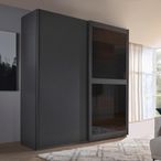 Rauch Lumis 201cm 2 Door Sliding Wardrobe - Graphite and Grey Glass